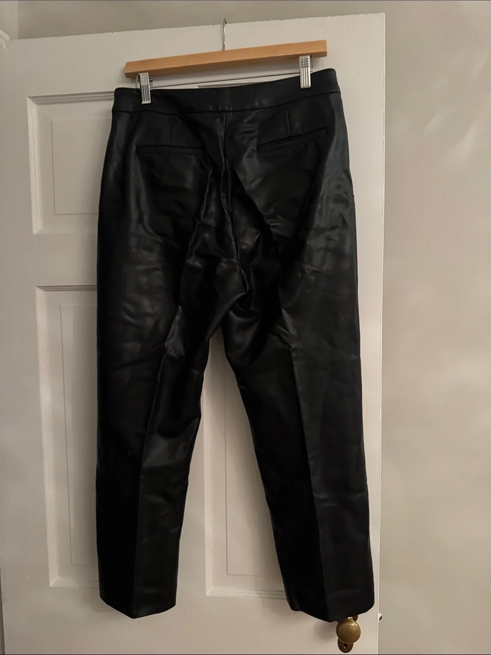 J. Crew Black Faux Leather Straight-Leg Pants